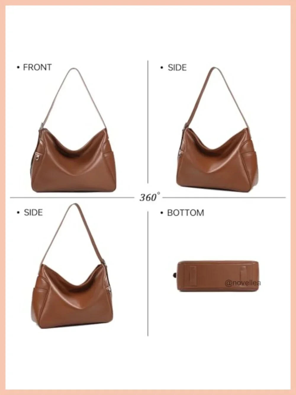 Faux Leather Hobo Tote Bag Women Crossbody Shoulder Work Handbag